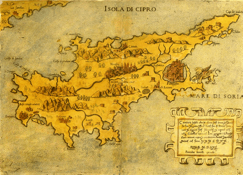 Map of Cyprus. Ferrandus Bertelli, 1562