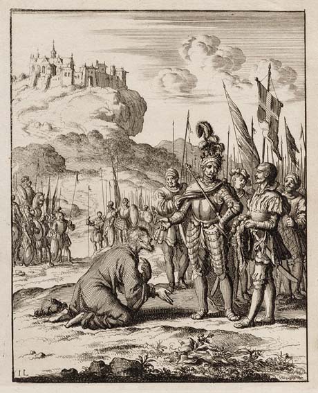 Isaac the Emperor of Cyprus and Richard king of England by Jan Luyken, 1683