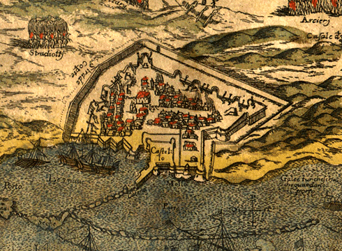 Город Фамагуста на карте Симона Пинаргенти,1573, (Simon Pinargenti, Isole che son da Venetia nella Dalmatia)