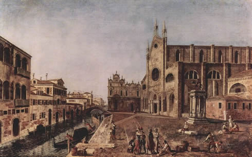 Микеле Мариески "Площадь святых Иоанна и Павла в Венеции"