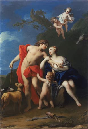 Венера и Адонис. Якопо Амигони. Холст, мвсло, XVIII век, частная коллекция 