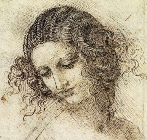 Леонардо да Винчи. Эских головы Леды. 1506 г.