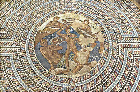 Тесей и Минотавр. Мозаичный пол в «Доме Тесея» в Пафосе, Кипр