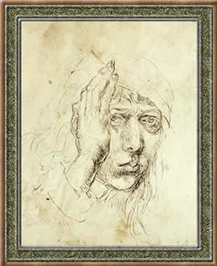 Альбрехт Дюрер. Автопортрет с повязкой (бумага, карандаш, 1491-92 годы)