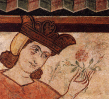 Сцена куртуазной жизни, фреска (1238-1239). Бассано-дель-Граппа (близ Виченцы), дворец Финко