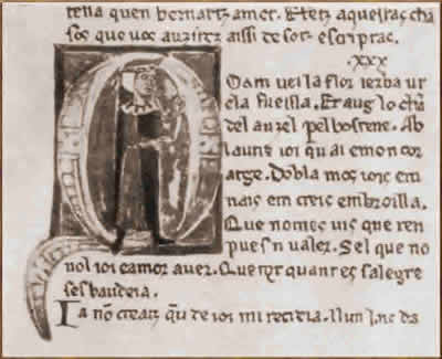 Бернарт де Вентадорн. Миниатюра из средневековой провансальской рукописи