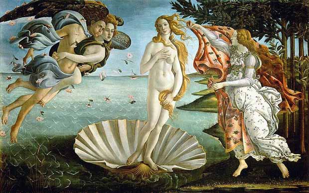 Сандро Боттичелли, "Рождение Венеры", 1485, Галерея Уффици, Флоренция 